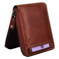 Round Zipper Leather Wallet for Men (730)